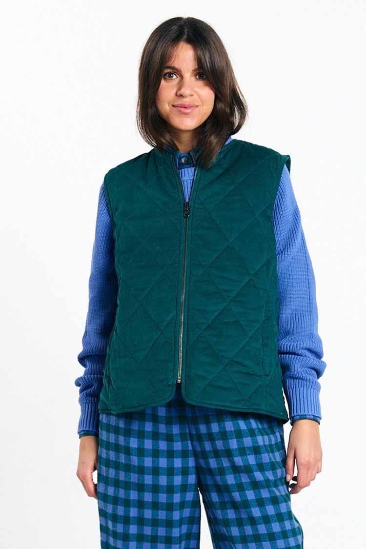 Suite13Lab Meda Vest Deep Green Damen Steppweste Baumwolle grün